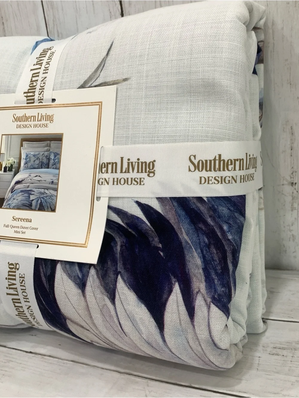 Southern Living Sereena Full Queen Duvet Cover Mini Set Two Shams 100% Cotton